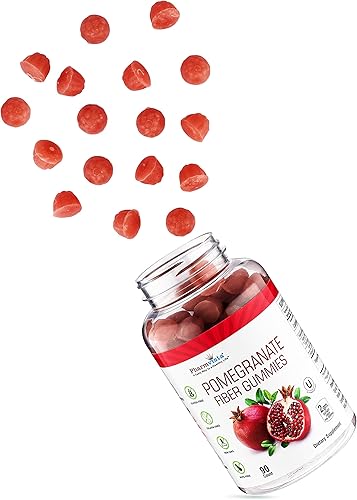 Miniatura 4 de Gomitas de fibra de granada para adultos y niños, 100 mg - Suplemento vegano de granada sin gluten rico en gomitas masticables de fibra dietética,