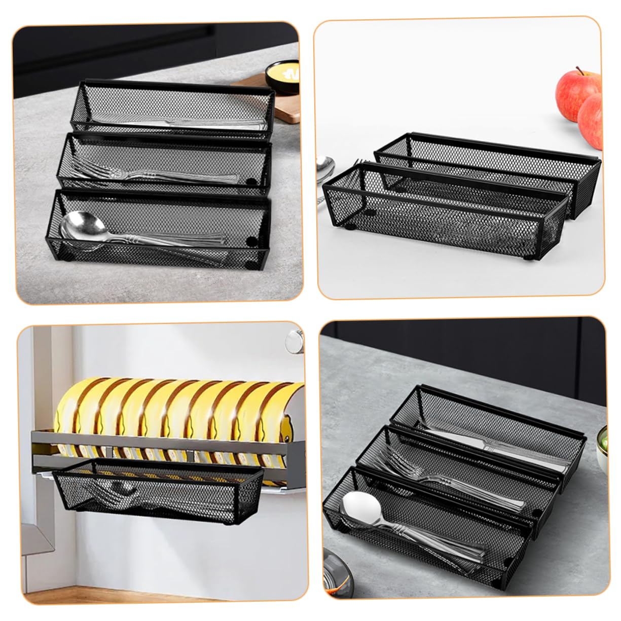 Mipcase 6piezas Cesta para Cubiertos Organizador De Bandeja para Utensilios De Cocina Soporte para Cubiertos De Cocina Cesta Pequeña Negra Organizador De Cucharas Bandeja para Cucharas y t