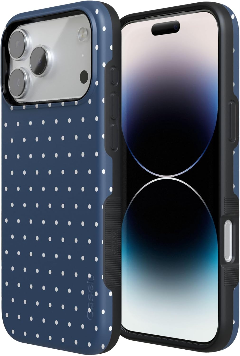 Casely iPhone 17 Pro Max Case | On the Dot | Navy Polka Dot | Bold Protective Design | Compatible with MagSafe