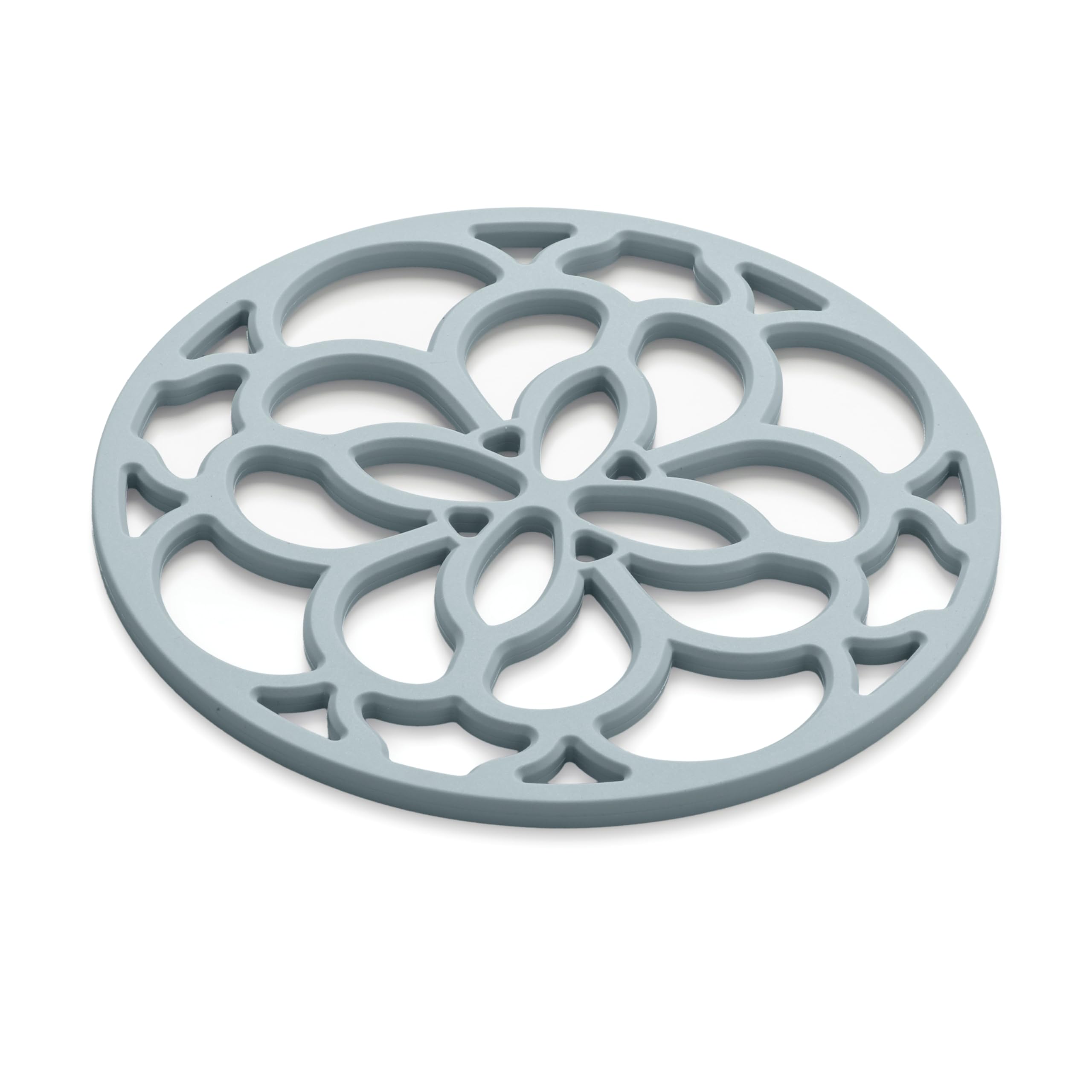 Zeal Silicone Trivet Mat Kitchen Worktop Protector for Hot Pots, Pans, Dishes & Stovetop Coffee Makers Round Heritage Design Protector, 13cm (Duck Egg Blue)