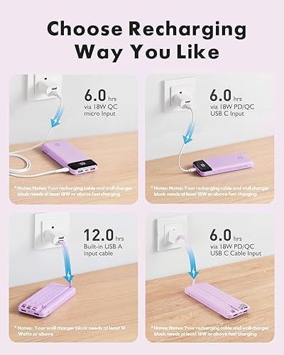 Miniatura 7 de charmast Cargador portátil de 20000 mAh con cables integrados, cargador de batería de viaje de 22.5 W, carga rápida, batería USB C para iPhone