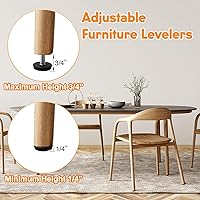 Vista 4 de Yinpecly 20 niveladores de muebles de rosca M6 ajustables roscados, patas de nivelación ajustables con tuercas en T, nivelador de silla de mesa
