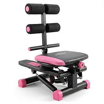 EMNDR 2-in-1 Mini Stepper & Sit-Up Bench for Home Gym | Foldable Multi-Function Ab Exerciser & Cardio Machine | Back Massage Rollers, LCD Monitor & Adjustable Resistance | Weight Loss