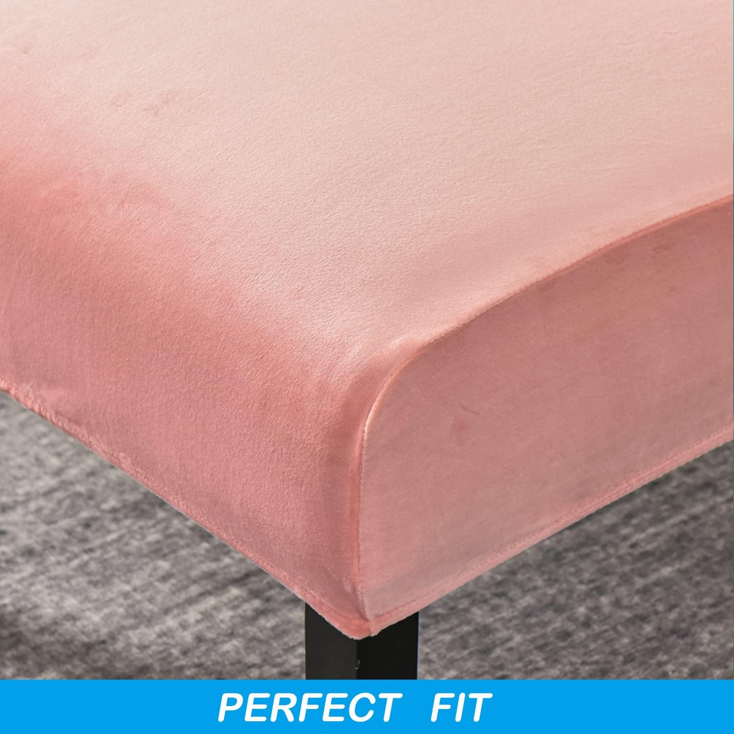 OBCREAT Armless Accent Chair Cover,High Stretch Slipper Chair Slipcovers Soft Velvet Armless Chair Covers with Elastic Bottom Plush Furniture Protector Cover for Living Room Home Hotel (Pink)