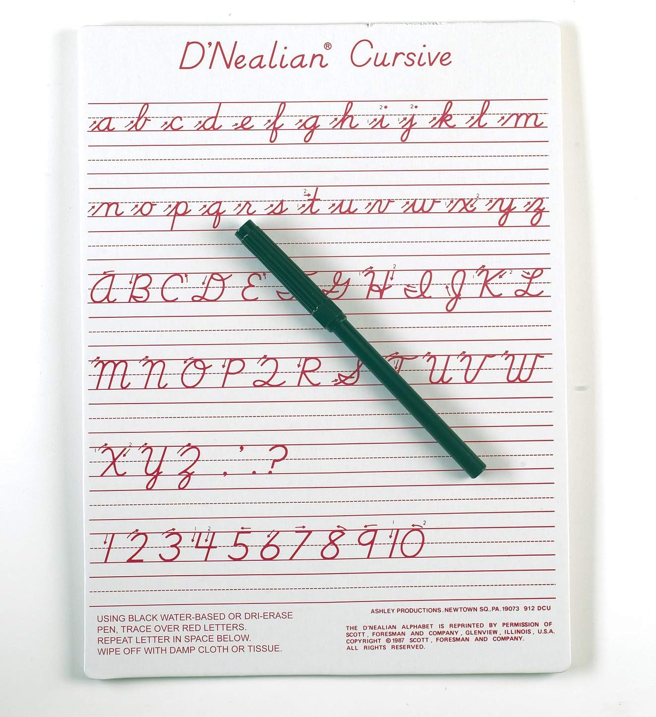 Dnealian Cursive Write-on/Wipe-off 1' x 9" Whiteboard