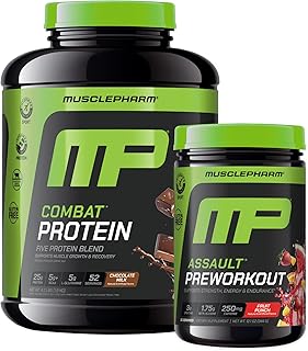 Combat 4lb Chocolate Protein and MusclePharm Assualt Fruit Punch Preworkout