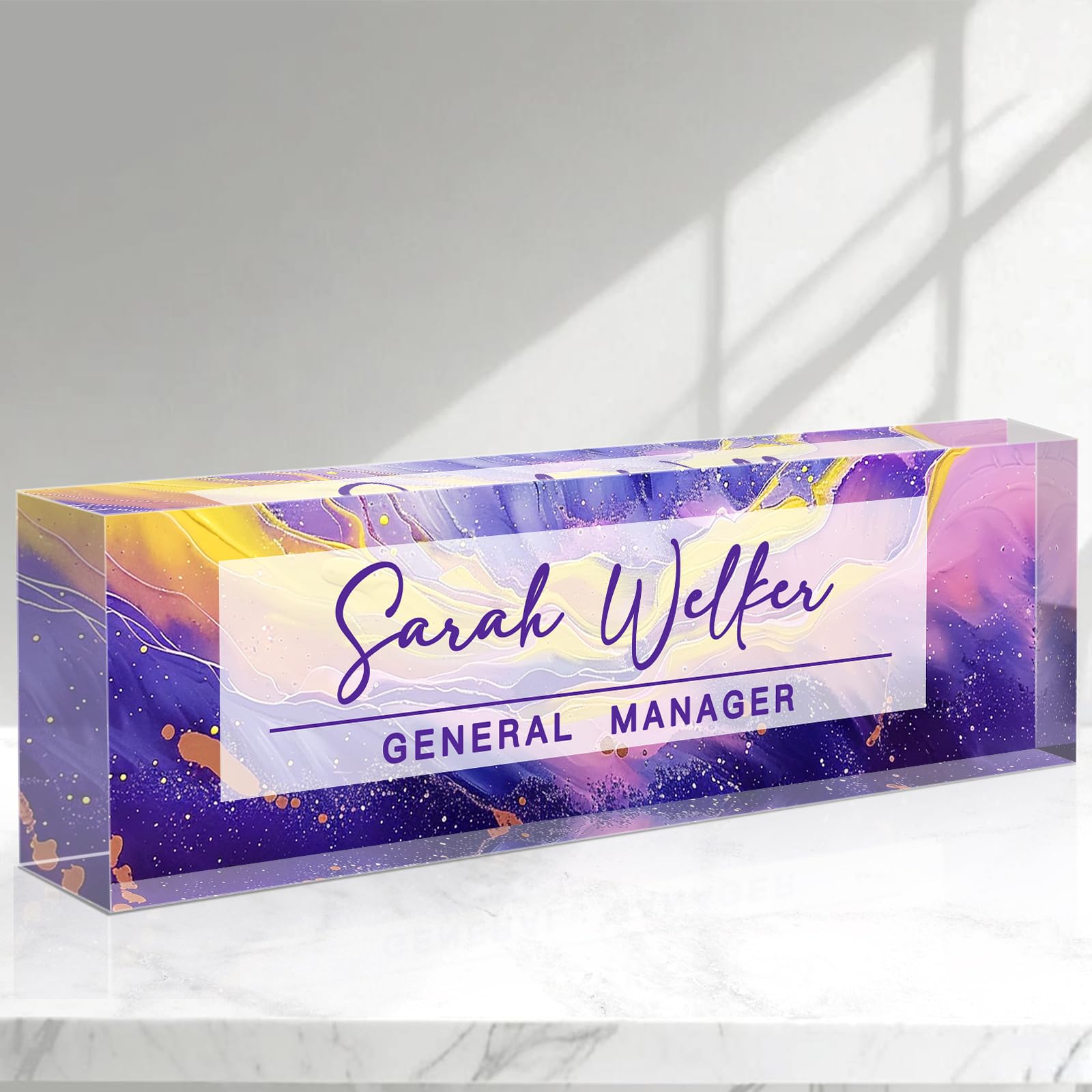 Name Plate for Desk Personalized, Custom Office Decor for Women, Acrylic Desk Name Plate, Women Men Office Desk Organization, Personalized