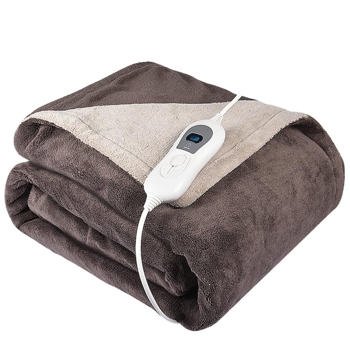 HLGQ Heating Blanket, 50x60inch Soft Comfortable Double Layer Washable Fast Heating Blanket with Automatic Shut off Brown
