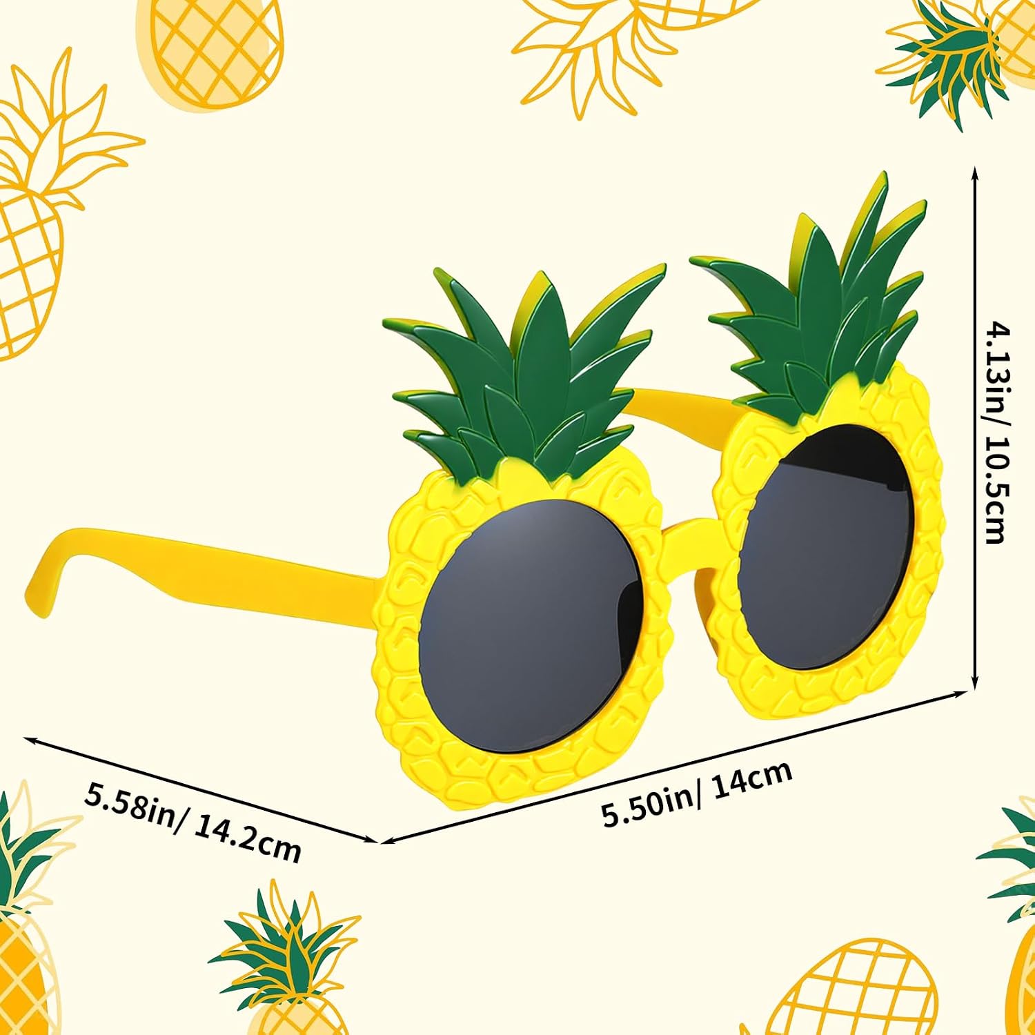 LIOOBO Pineapple Party Sunglasses, Novelty Hawaiian Luau Sunglasses for Adults Tropical Fruit Eyewear for Summer Beach Birthday Party
