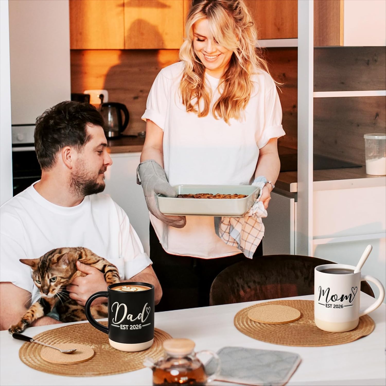 YHRJWN Mom and Dad Mugs Est 2026-16Oz, New Parents Gifts for Couples, New Mom and Dad Gifts for Expecting First Time Parents, Christmas Gift for Couples