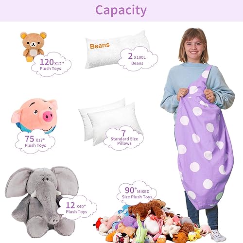 Miniatura 236 de Aubliss - Funda para organizar juguetes de felpa, se convierte en un puf cuando se rellena Se convierte en un puf para niños cuando está lleno. Aqua