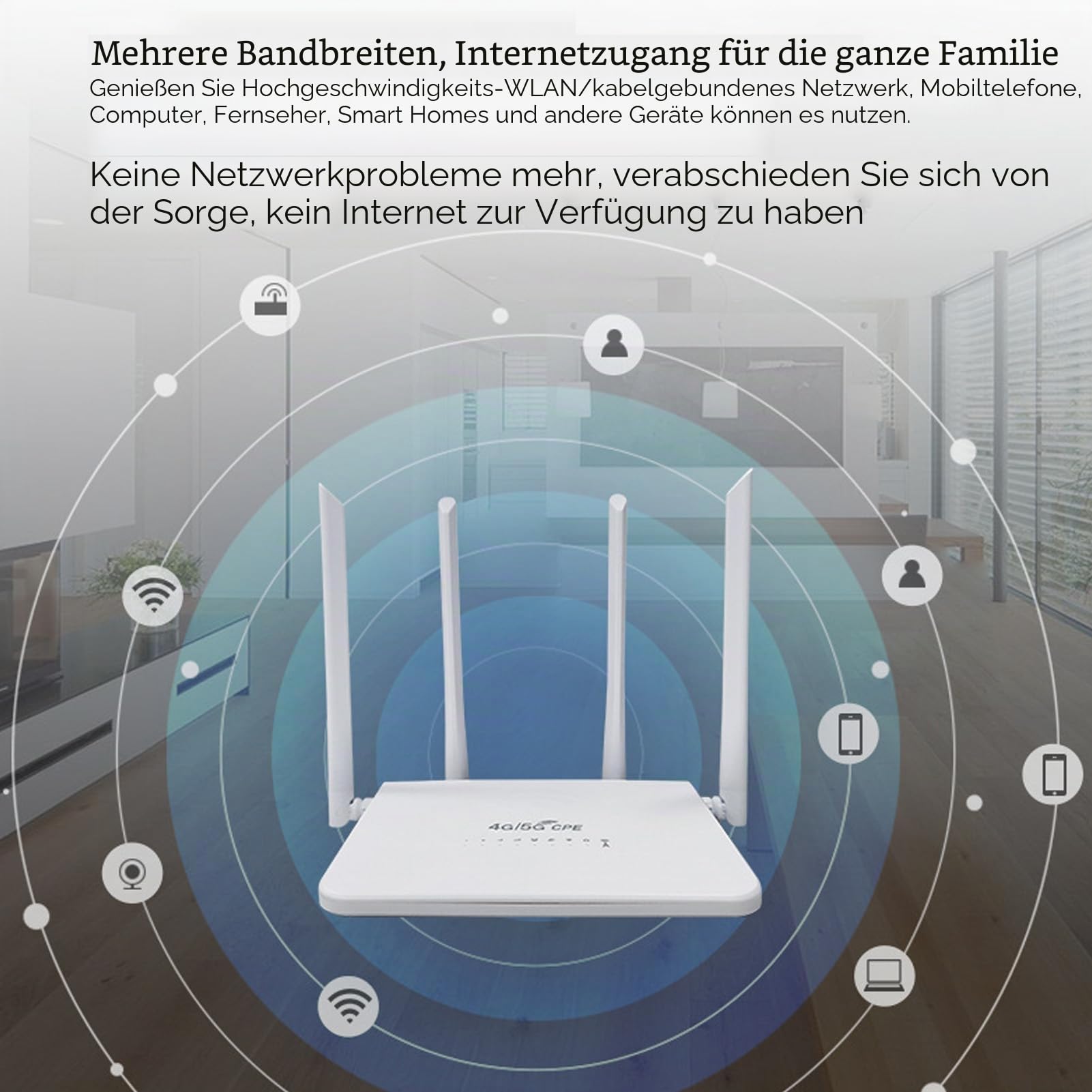 5M 4G LTE Mobiler WLAN-Router, 300 Mbit/s Kabelloser WLAN-Hotspot mit SIM-Karte, 4 5-dBi-Antennen, USB-Typ-C-Anschluss, 200 Meter Reichweite, 10 Bis 20 Geräte Anschließbarer