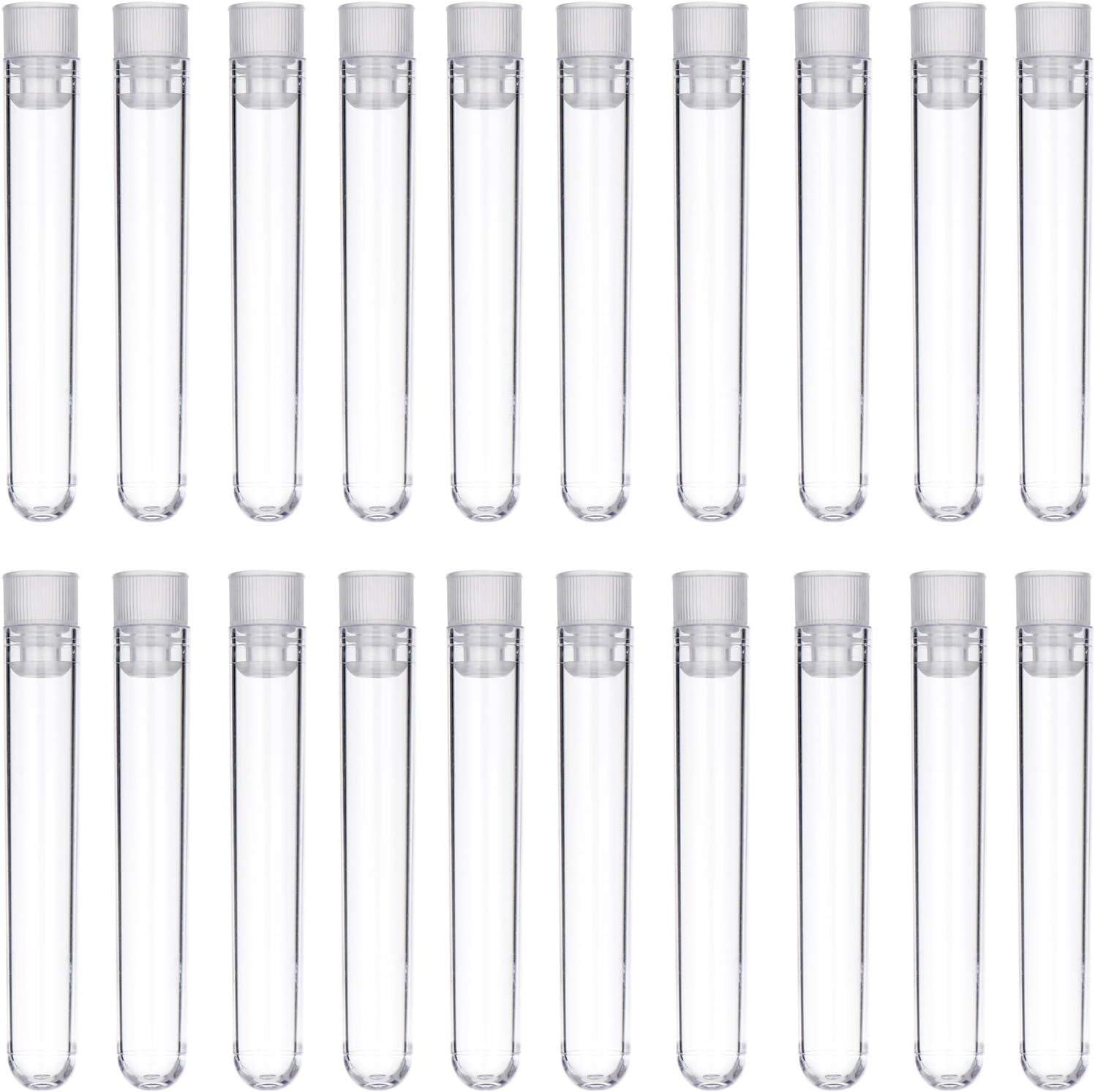 50 Pieces Clear Plastic Test Tubes 12 by 75 mm with Push Caps, 5 ml