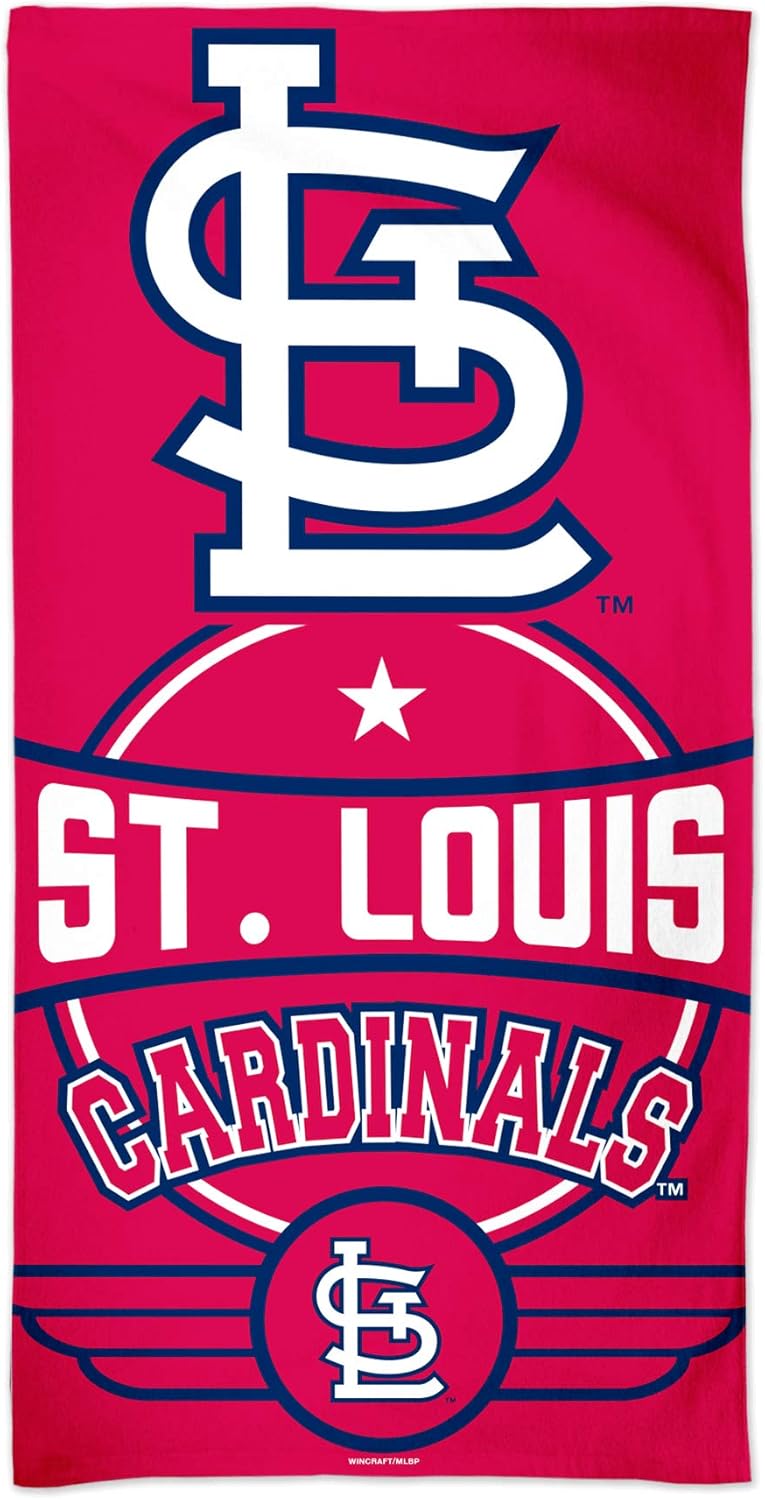 WinCraft MLB St. Louis Cardinals MLB St. Louis Cardinals Fiber Beach Towel 9lb 30" x 60" Stripe, Multi Color, na