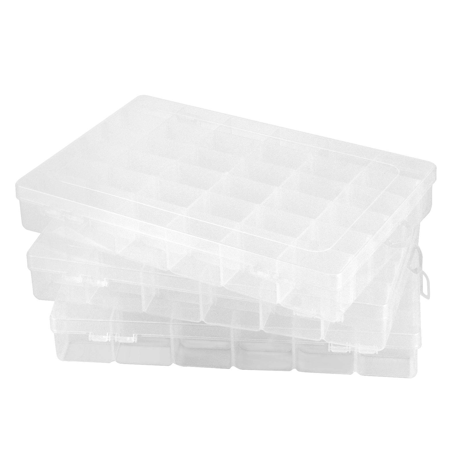 ZOENHOU Lot de 6 boîtes de rangement en plastique transparent avec 36 compartiments réglables pour bijoux, perles, boucles d'oreilles, crochets, petits accessoires