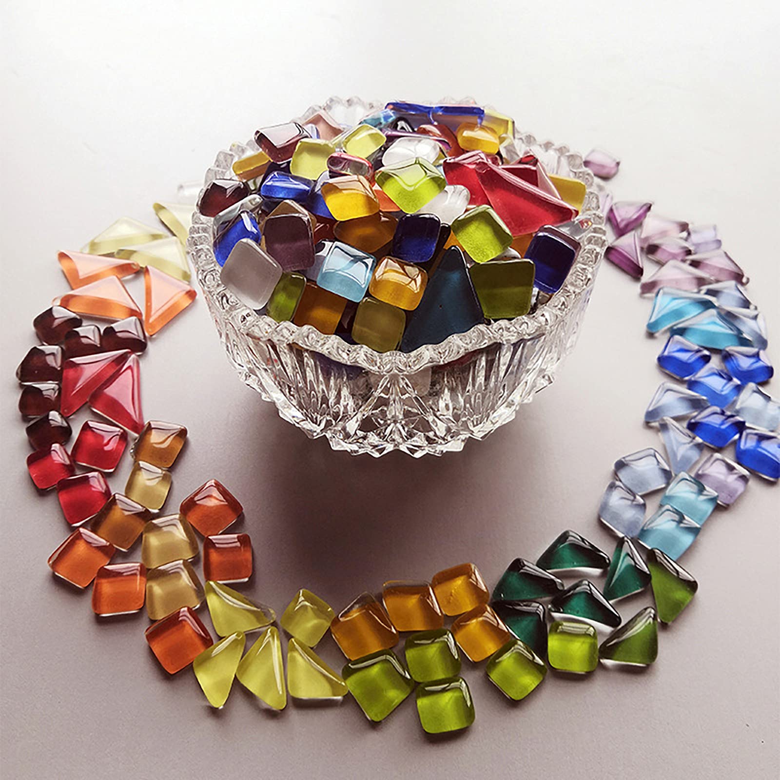 Mosaikfliesen Kristallglas 200g - Unregelmäßige Fliesen Für DIY Deko In Sonnenuntergang-Farben