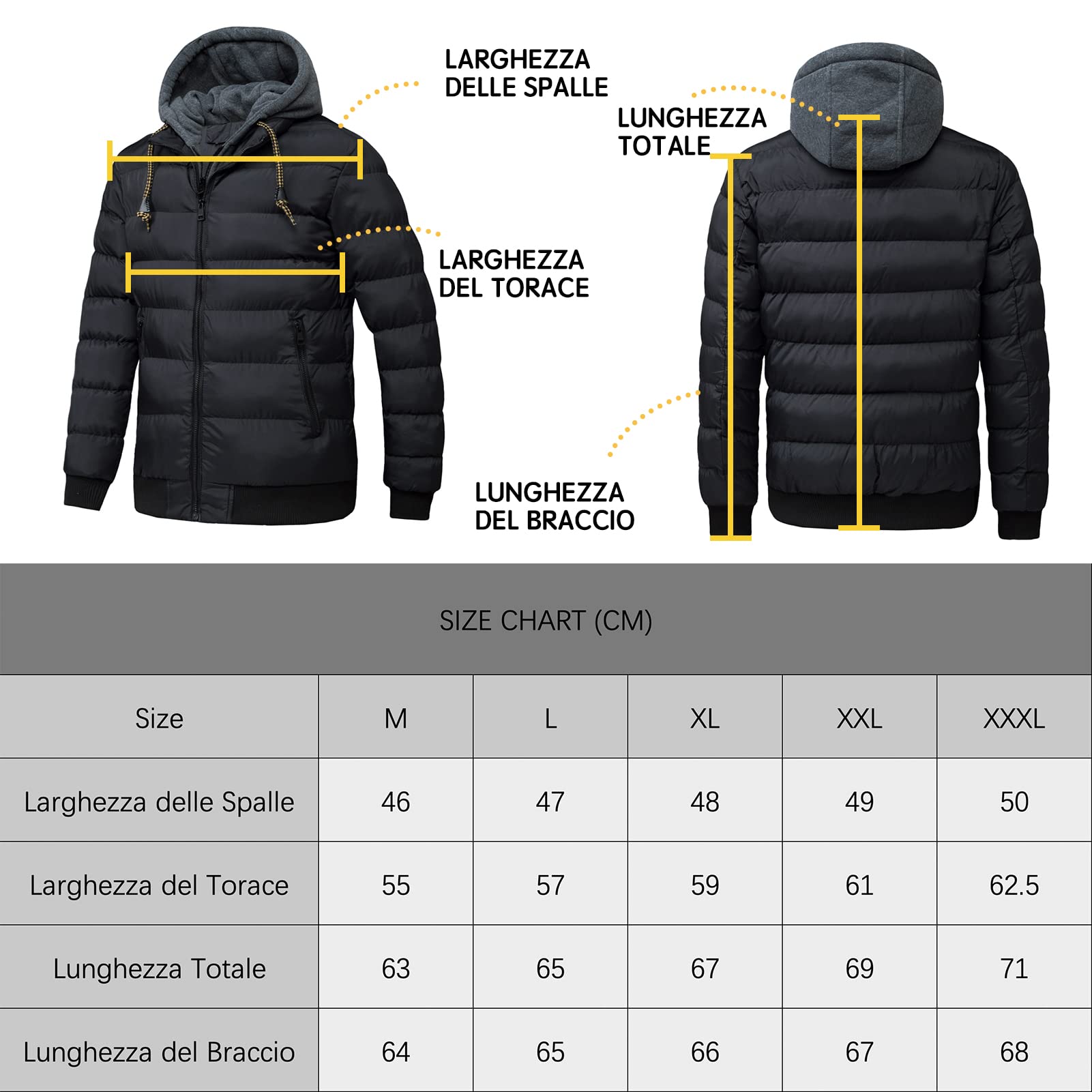TONY BACKER Giubbotto Jacket Giacca Uomo Invernale con Cappuccio, Giubbino Giacchetto Uomo Giubbini Giubbotti Invernali Caldo Antivento