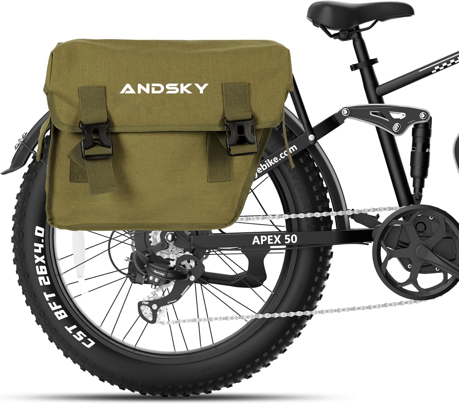 Bike Bags for Bicycle Rear rack 42L for E bike Waterproof Bike Ebike Trunk Pannier Saddle Seat Bag Carrier with Reflector for Commuter Travel Outdoor Cycling Commuting Green