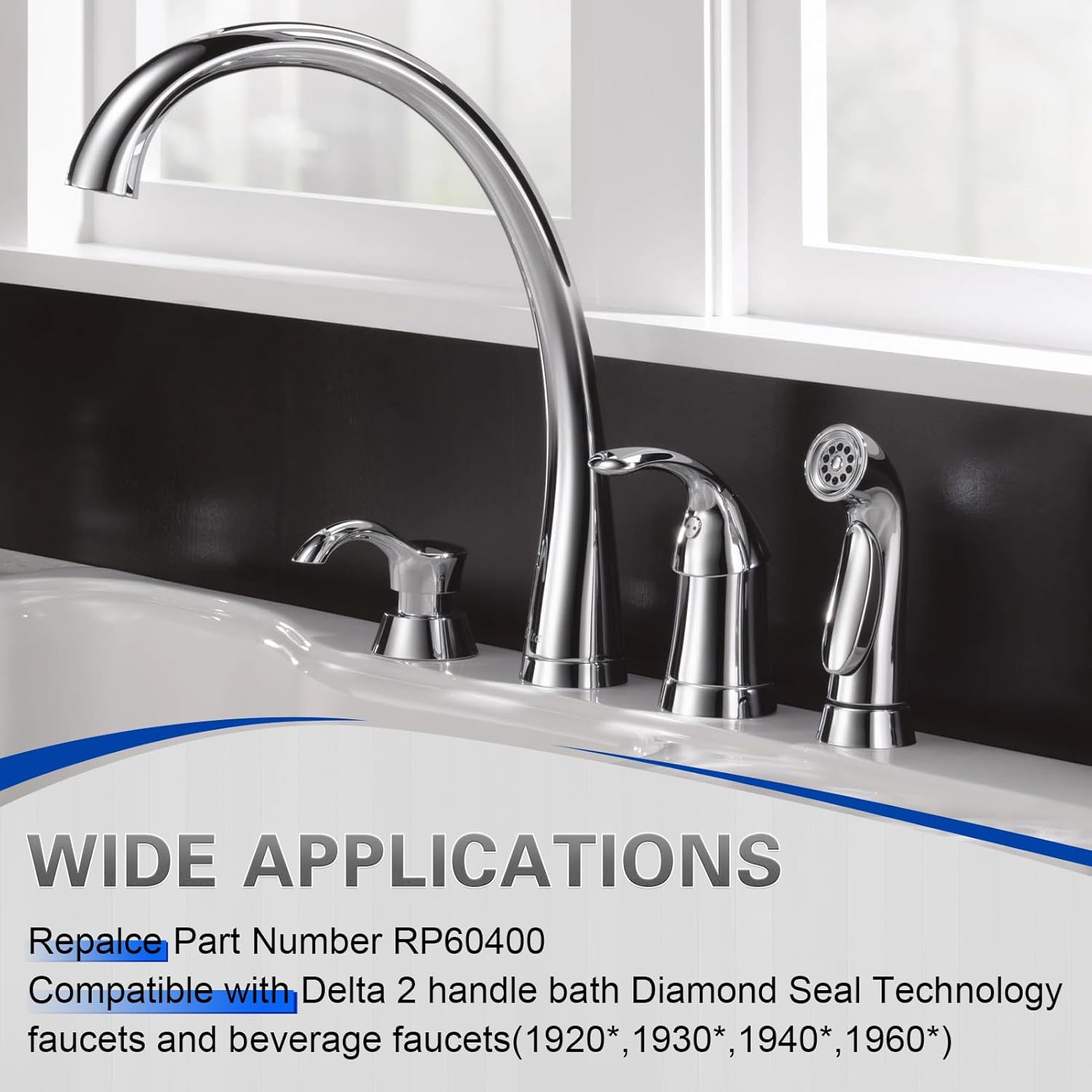 RP60400 Replacement Faucet Valve Cartridge with Diamond Seal Technology, Compatible with Delta 2-Handle Bathroom Sink, Shower, Bathtub and Beverage Faucets (2-Pack)