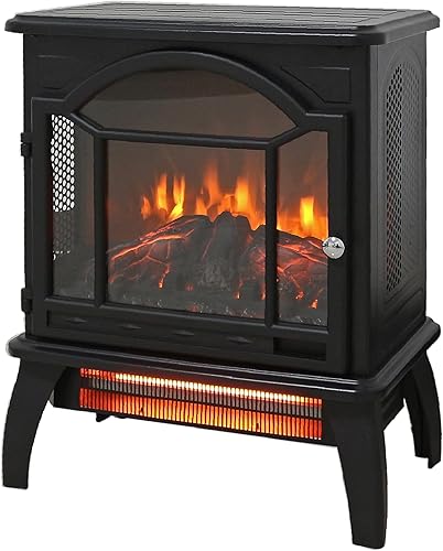 Miniatura 6 de KUIKUI Estufa eléctrica infrarroja de cuarzo con control remoto, calentador eléctrico portátil de 18 pulgadas y 1500 W para interiores con efecto de