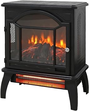 Electric Fireplace, 18 Inch Infrared Quartz Fireplace Heater with Realistic 3D Flame, Free Standing Portable Led Fireplace Stove for Living Room, Bed Room, Indoor, 1500W 120V