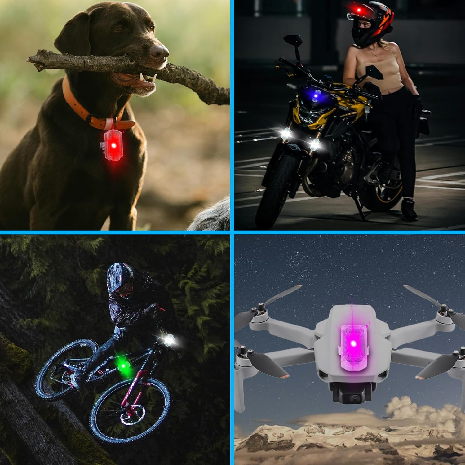 LIGBT 1000mAh Wireless Led Strobe Light with Remote Control Led Anti Collision Lights 7 Colors Drone Strobe Light Rechargeable Flashing Lights for Car Trucks Motorcycle Bike 4PCS