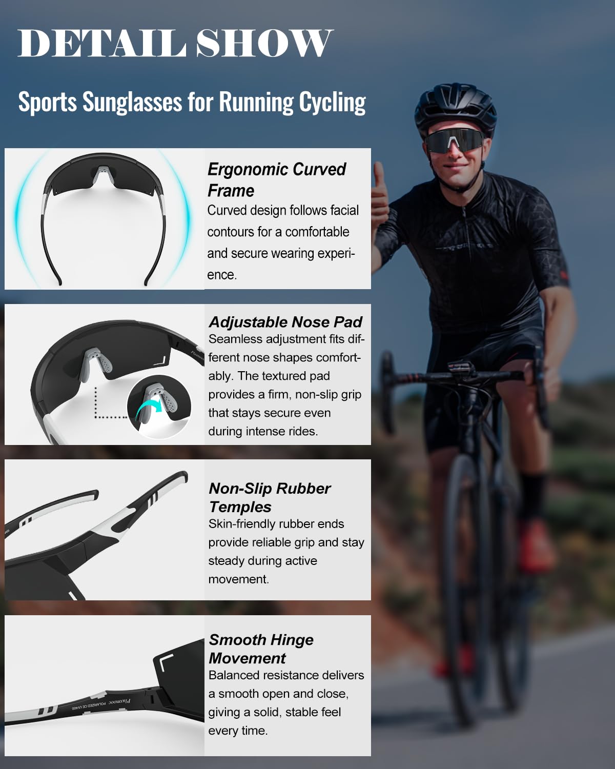 Occhiali da sole polarizzati da corsa per donne e uomini, ciclismo, sport, per escursionismo, pesca, moto, protezione UV