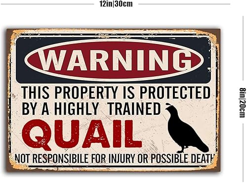 Miniatura 4 de Letrero de advertencia de codorniz divertido con texto en inglés "Warning Property Protected by Quail" (propiedad protegida por codorniz), letrero