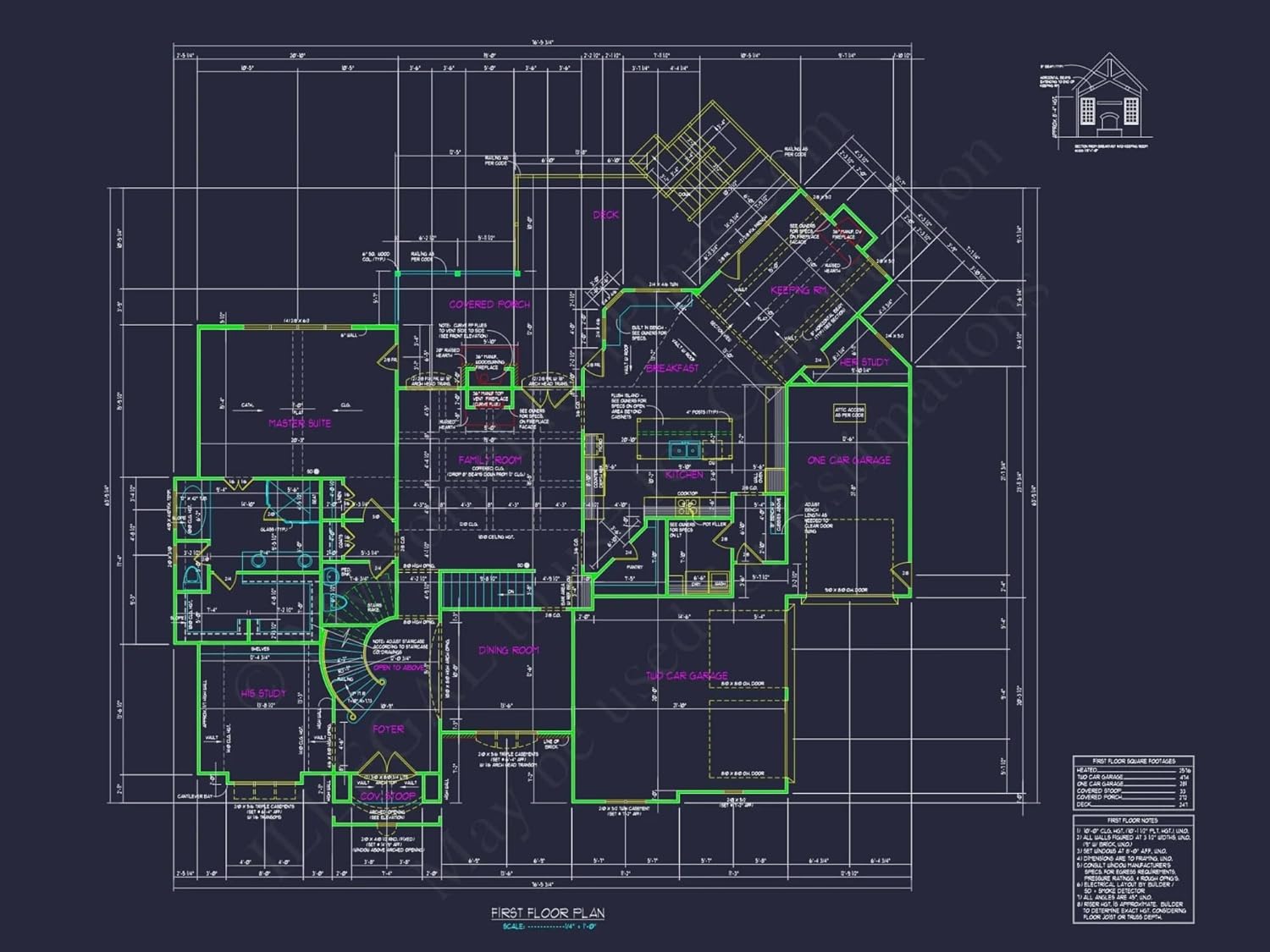 11-1238 House Plan - 5-Bed, 5-Bath, 4300 SF French Country House Plan
