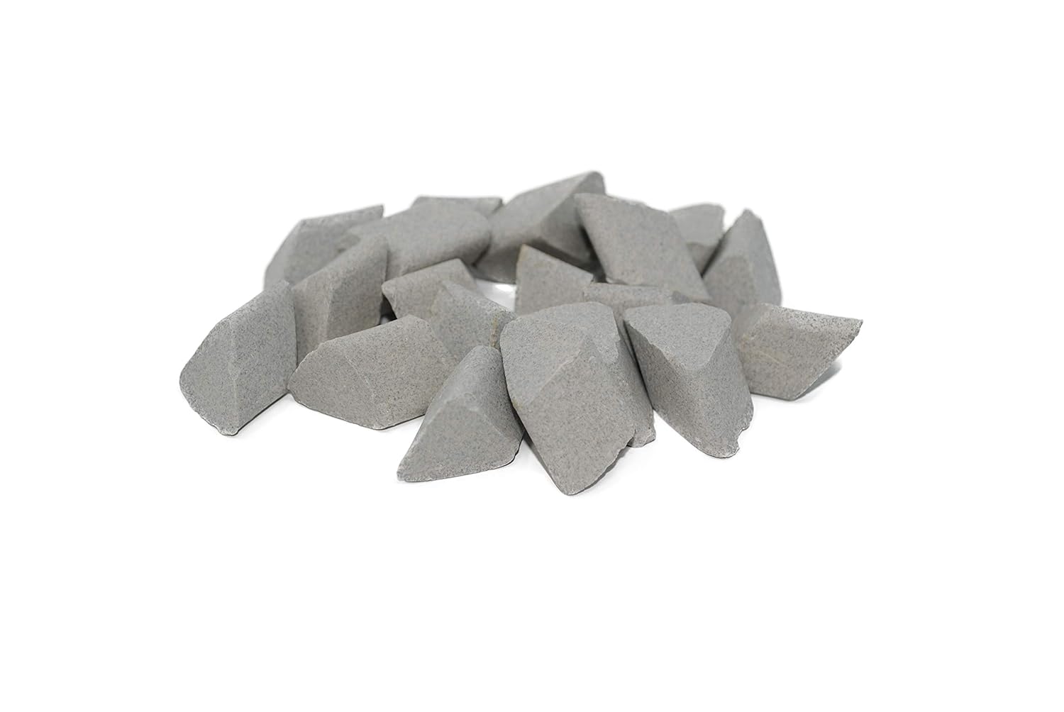 F 15X15 Angle Cut, Triangle Shape, Ceramic Tumbling Rocks, 55 lb Bag, Medium Cut