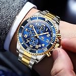 OLEVS Montres pour Hommes Chronographe Robe de luxe en acier inoxydable Imperméable Montres Homme Phase Moon Lumineux Business Calendrier Montres de poignet Bleu/Noir/Vert/Or/Face