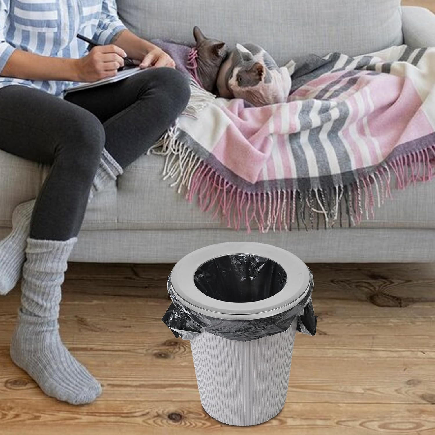 Stainless Steel Trash Bin Cover 30x30cm Kitchen Garbage Can Lid Metal Trash Lid for Bathroom Waste Bin Tabletop Use