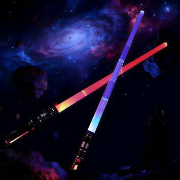 2-Pack Lightsabers with Sound Effects & 7 Colour-Changing Modes   Retractable Lightsaber Toys for Halloween & Fancy Dress Parties Gift for kids