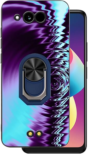 for Sonim XP Pro Thermal Case Compatible for Sonim XP Pro Thermal Phone Case Cover Stand 3D Wave Design Cute Ring Kickstand for Men Boys,Soft TPU Shockproof Full Body -Purple