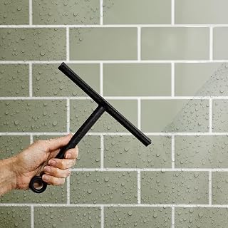 Set of 2 Shower & Tile Squeegees with Suction Hangers - Bathroom Wet Room Kitchen Car Cleaning Squeegee Brush Wiper Tool for Glass or Smooth Tiled Surfaces – Measures H22.5 x W22 x D3cm