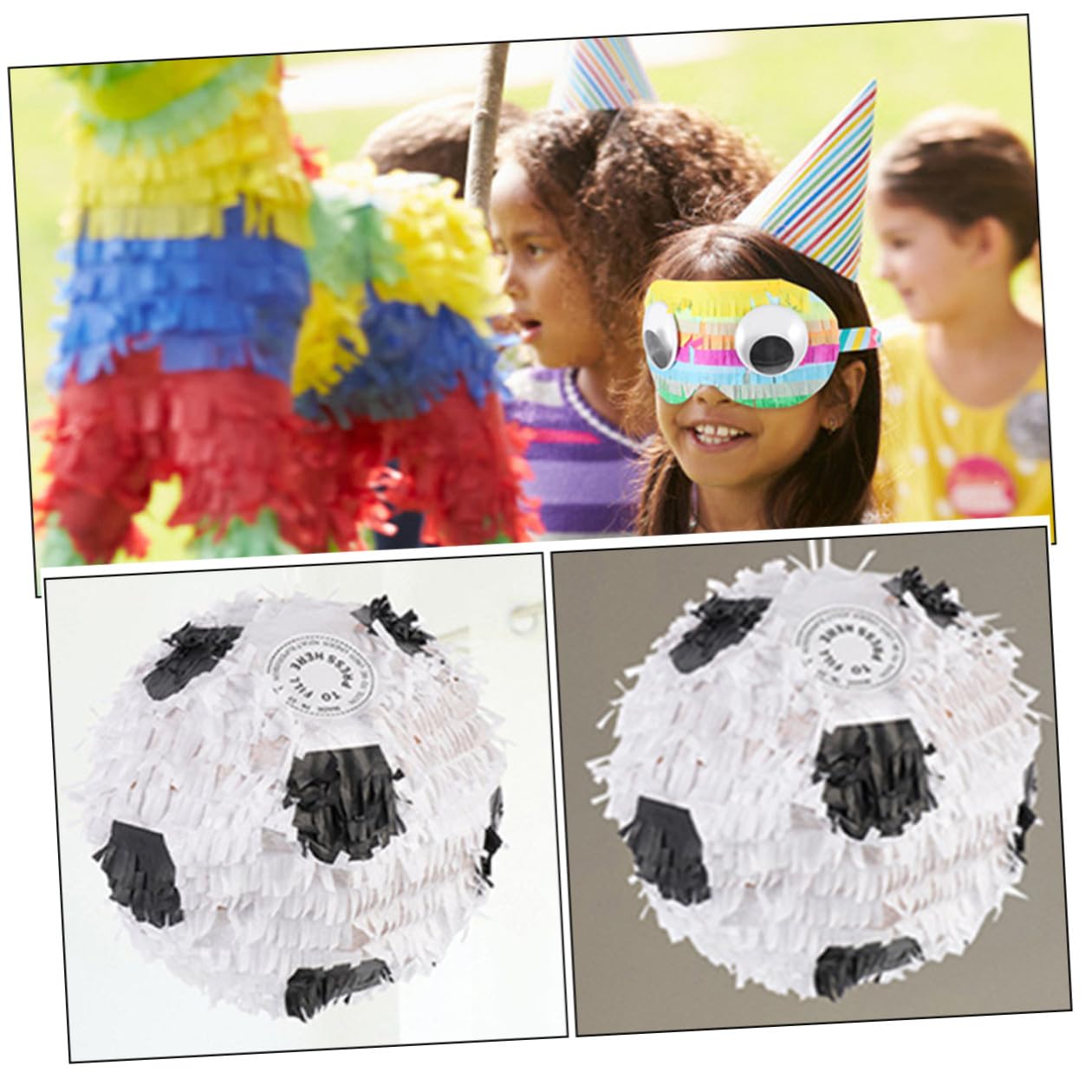 Fußball Piñata 1 Satz Papier Party Spielzeug mit Stock und Augenbinde