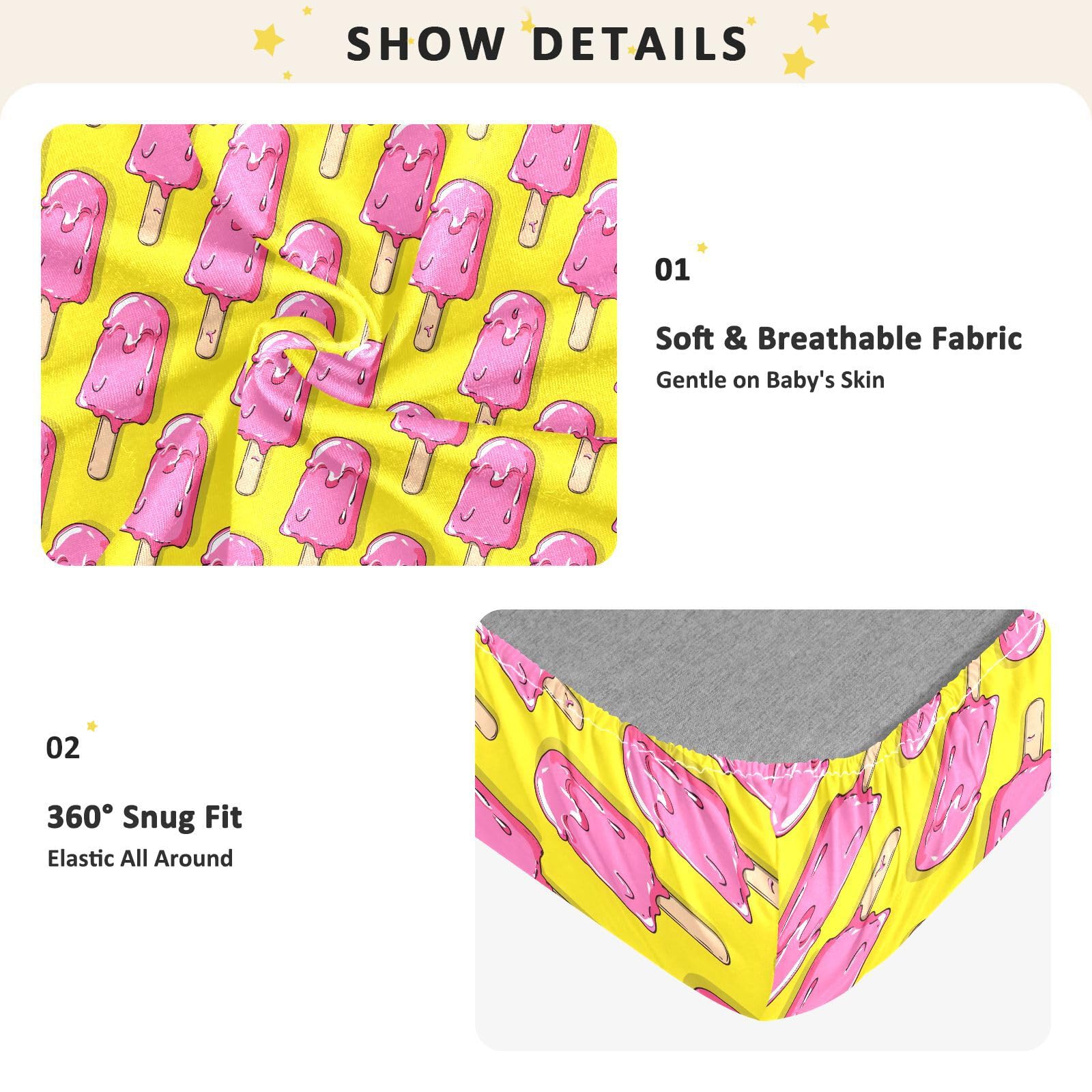 Drap-housse pour berceau de bébé rose glacé pour garçons et filles - 71,1 x 132,1 cm