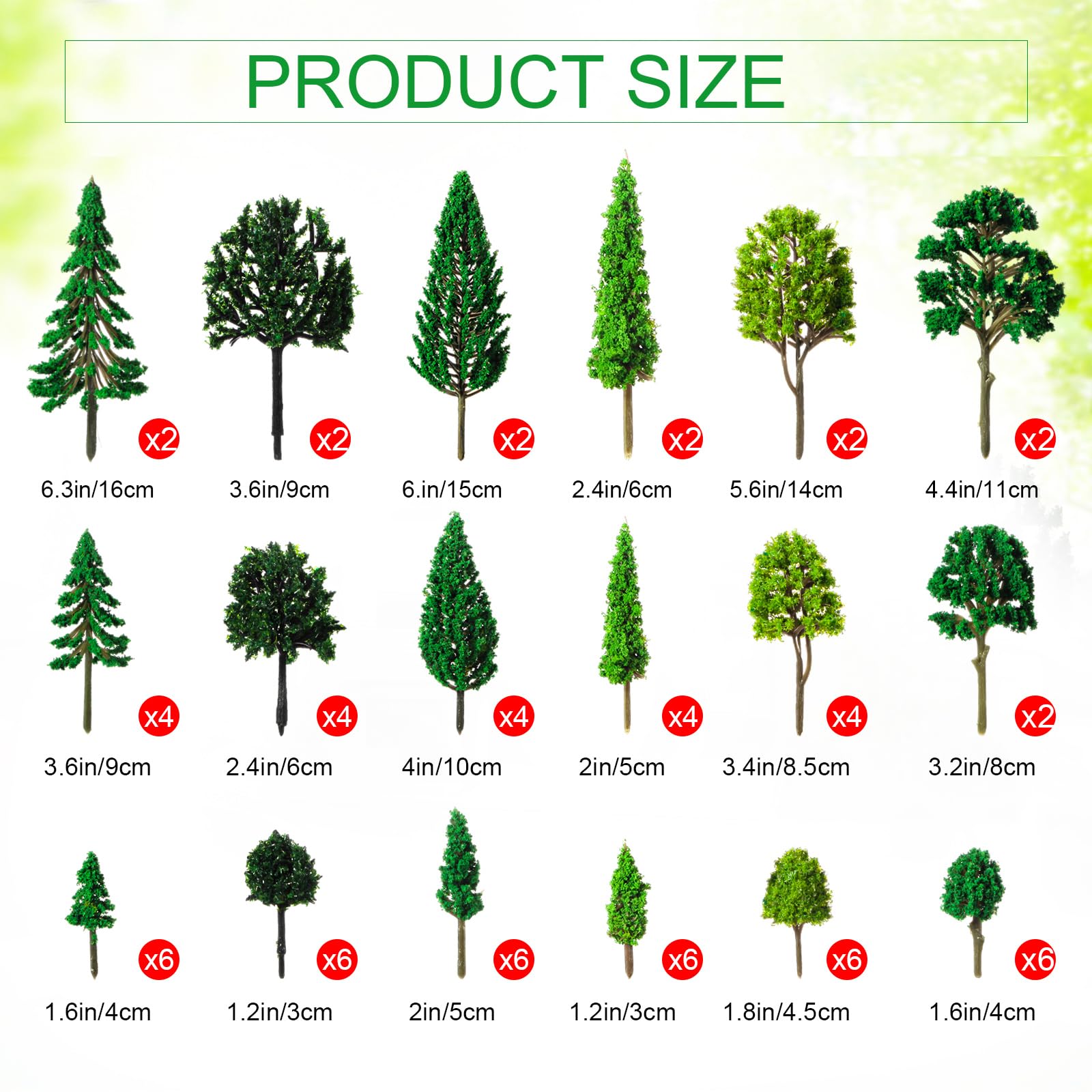 Amazon.com: Skylety 70 Pieces Model Trees 6.3-1.2 Inch Mixed