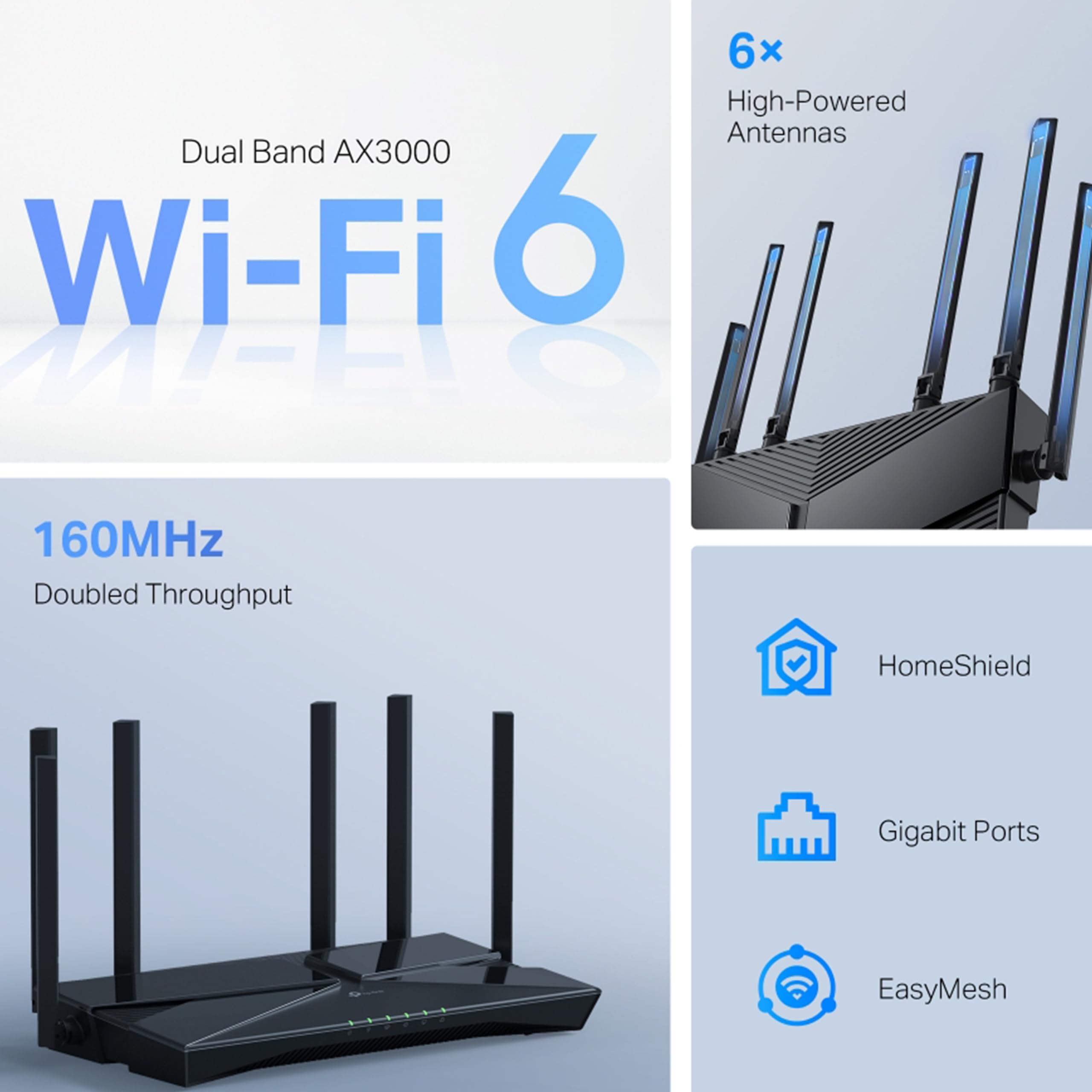 TP-Link Archer AX56 New AX3000 Gigabit Wi-Fi 6 Router, Dual-Band 2402 Mbps + 574 Mbps, OFDMA, Beamforming, HomeShield Security, EasyMesh Compatible, Ideal for Gaming, Streaming & Smart Homes. — Amazon image 4