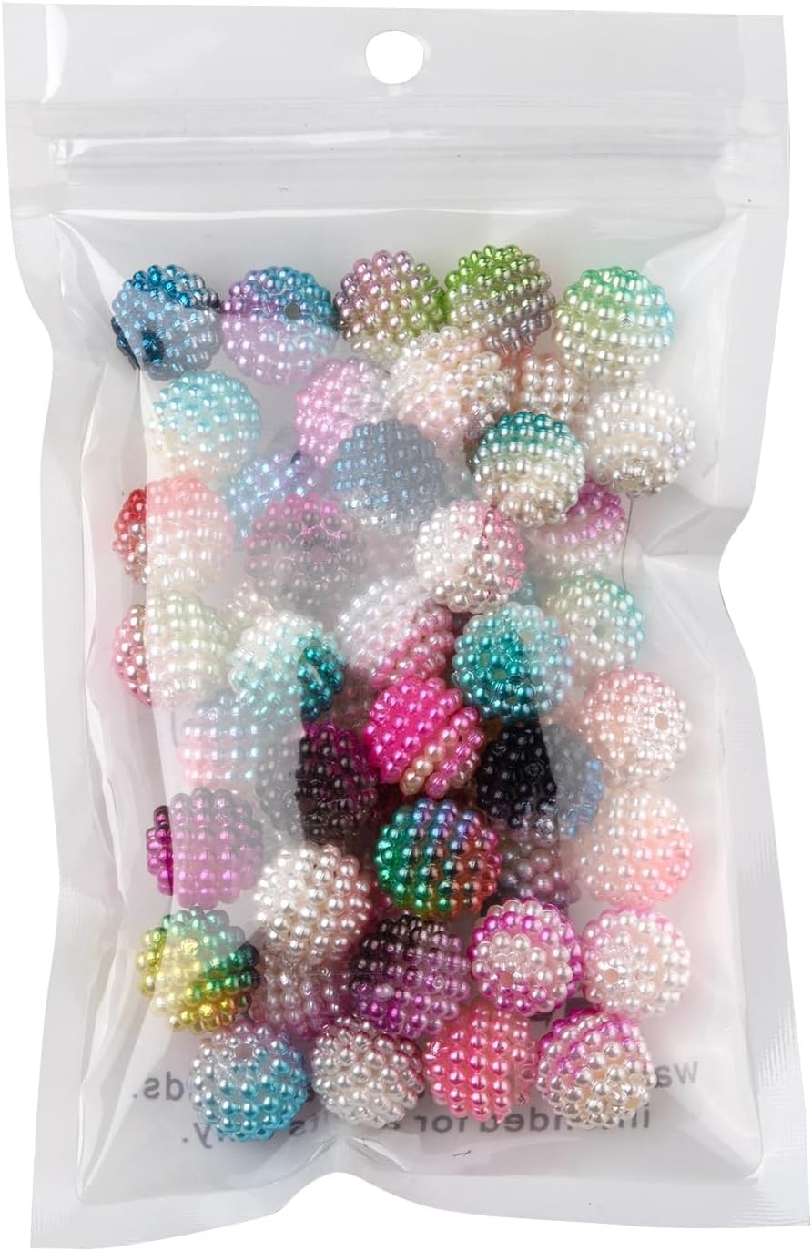 50Pcs Imitation Pearl Bayberry Beads for Bracelets Making 12mm Round Disco Ball Loose Acrylic Beads Craft Supplies for Home Decoration Jewelry Necklaces Earrings Keychain Crafting - Image 6