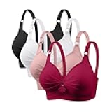 4 Pack Bras for Women 2024 Full Support No Underwire Seamless Wireless Breathable Everyday Bras Plus Size Push Up Bra