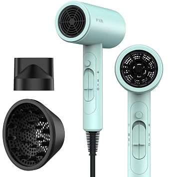 Funtin Hair Dryer Blow Dryer with Diffuser Brush Comb 1800W Full Accessories for Women Professional Tifunny Blue