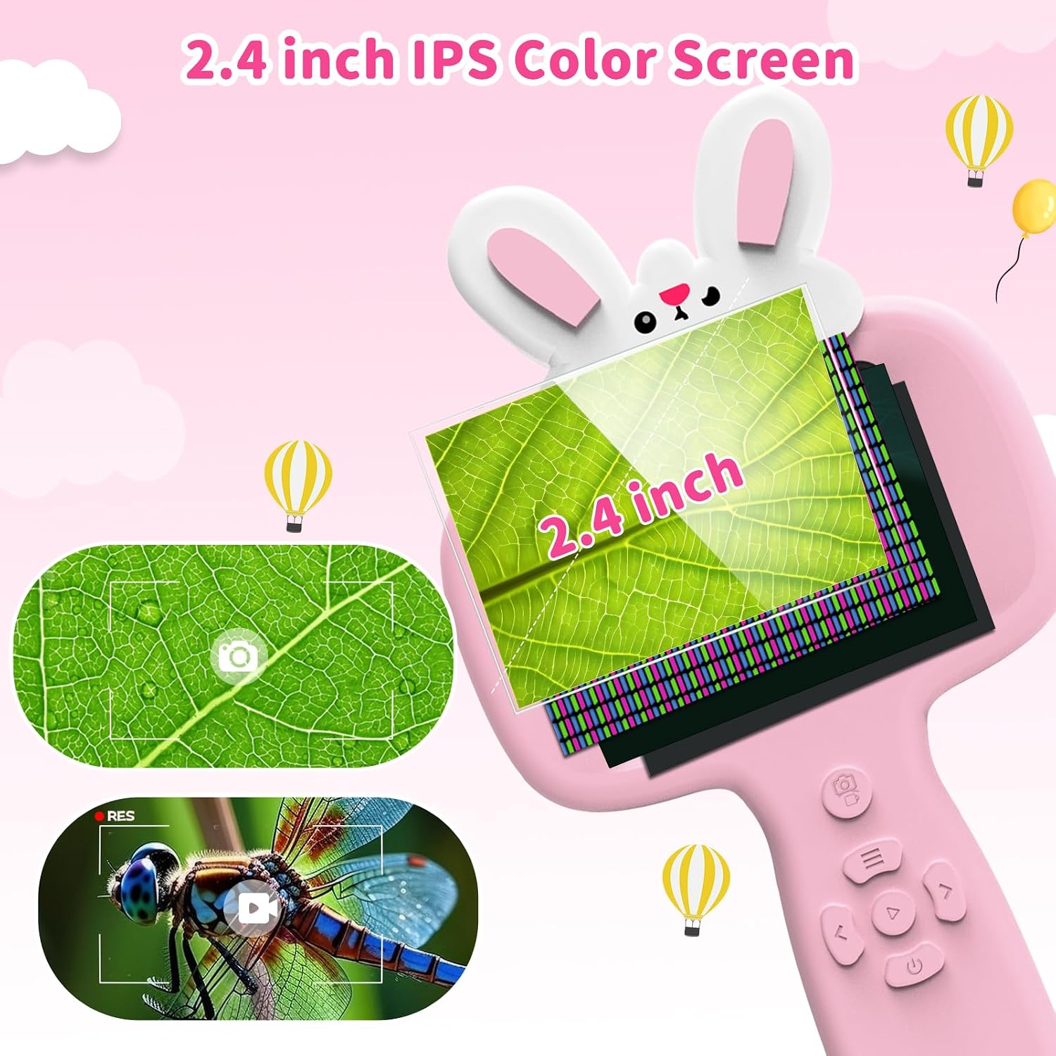 BLACKROOT Microscope for Kids, 2.4" Handheld Digital Pocket Microscope | STEM Educational Science Toys for Easter, Birthday Gifts for 5 6 7 8 9 10 11 12 Year Old Boys Girls, Pink