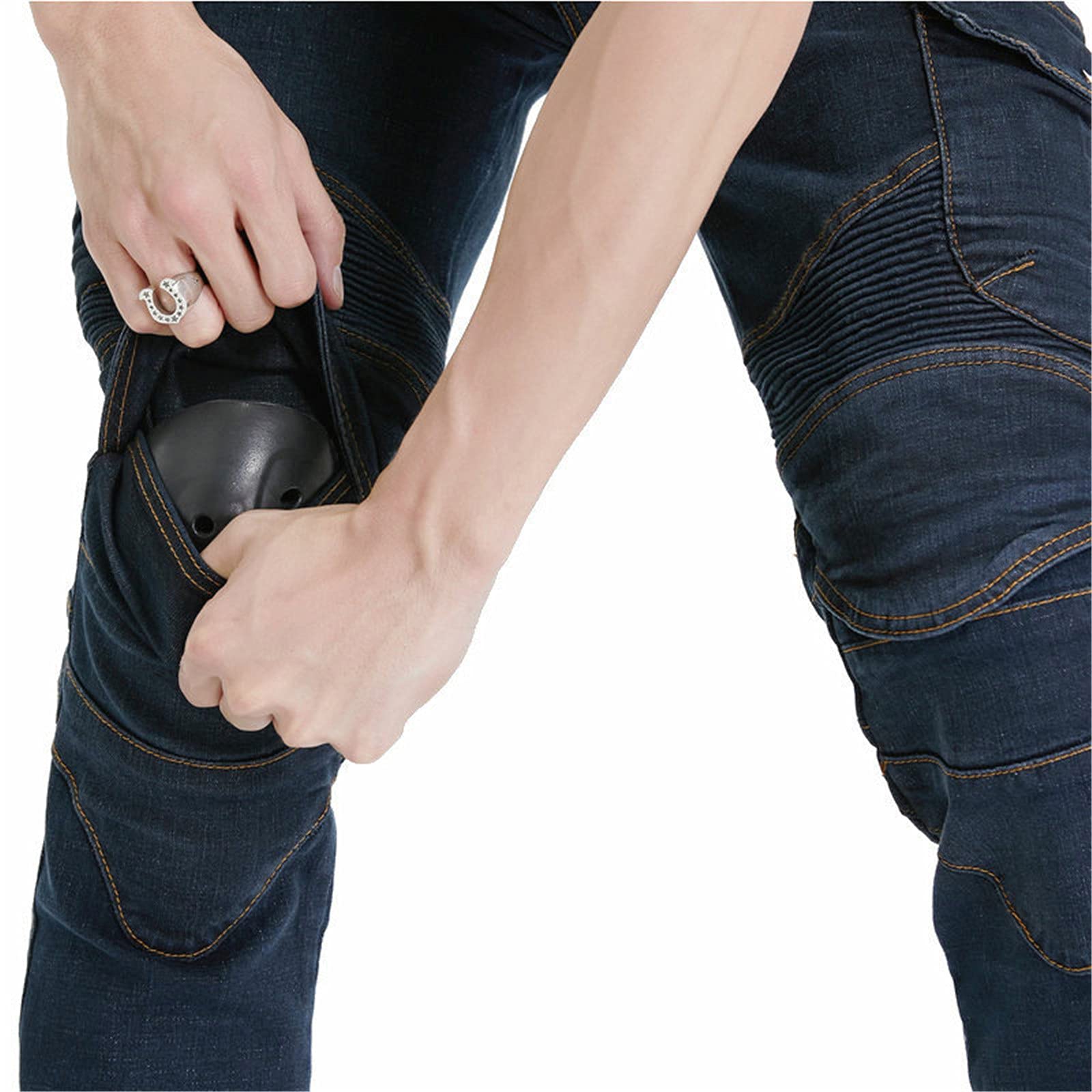 Pantaloni da Moto da Uomo,Moto Biker Jeans Pantaloni Protezione Armature Motorcycle Pants da Ciclismo,Impermeabili Cargo Pantaloni da Corsa (Blu,XS)