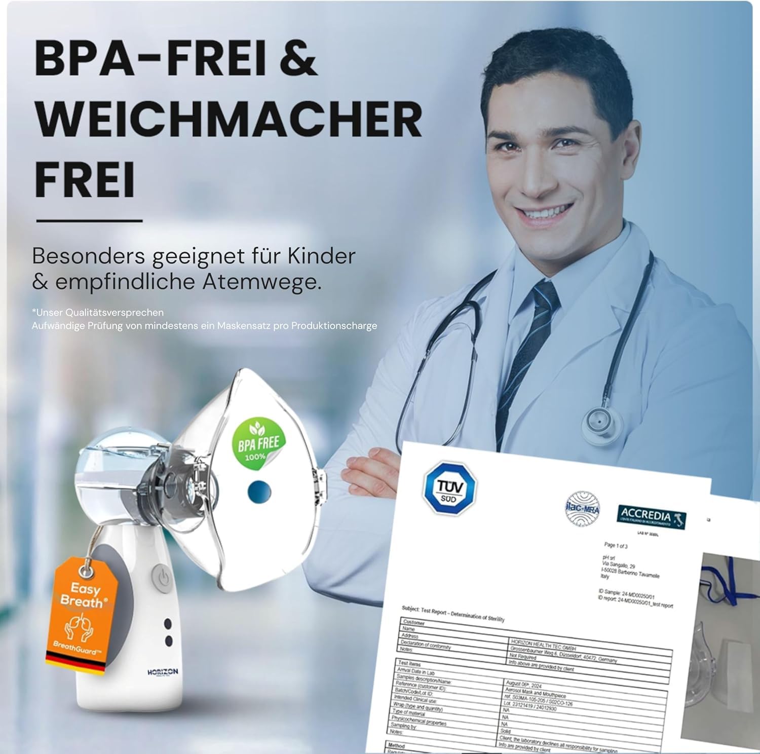 Inhalationsgerät, Wiederaufladbarer USB C Inhalationsgerät für Kinder, tragbar, Super Leiser Inhalator, Effizienter Vernebler Inhaliergerät Kinder für unterwegs (SET Grau)