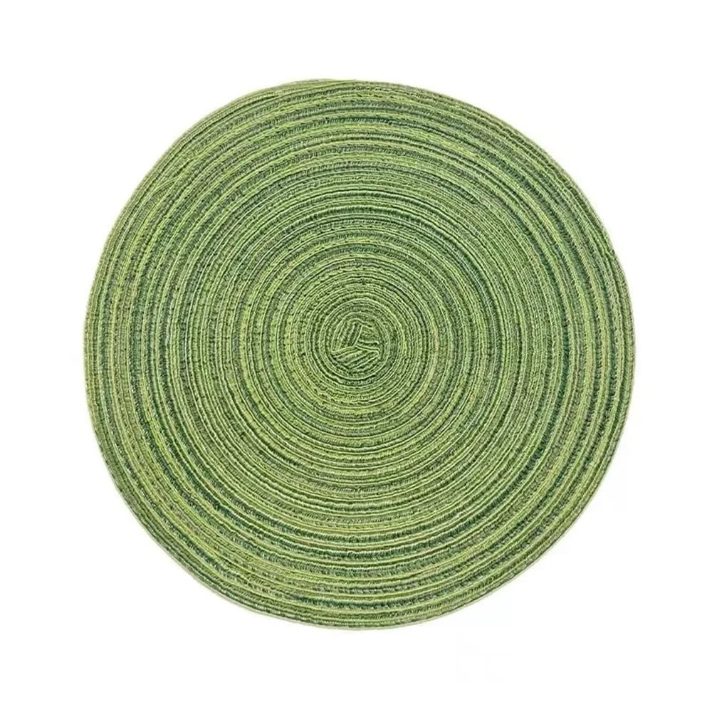 Round Placemat Table Woven Vinyl Individual Placemats for Table Non-Slip Kitchen Tableware Drink Cup Coaster Hoilday Decoration(Green,30cm)