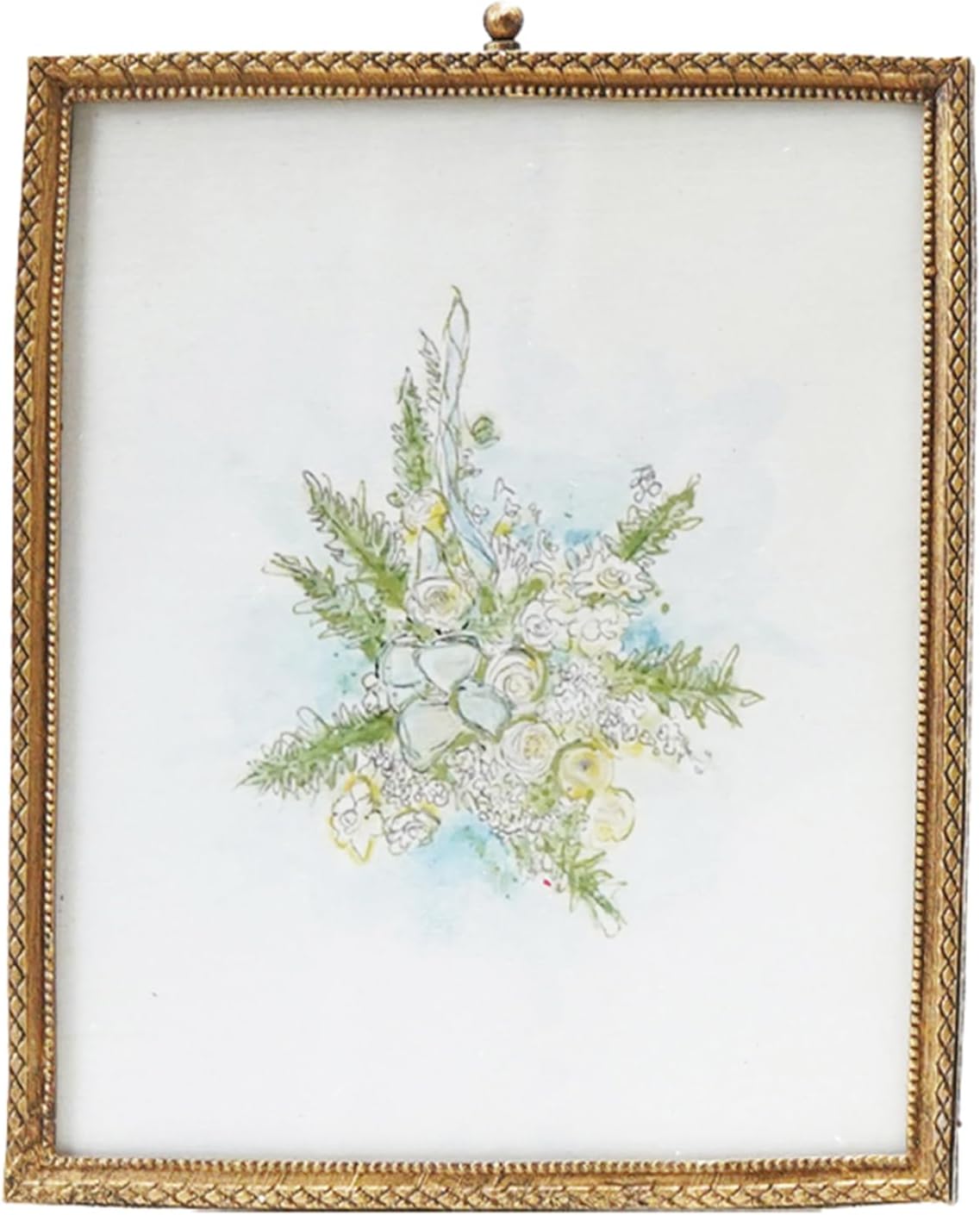 Creative Co-Op 6-Piece Pewter and Glass Photo Frames with Art, Gold Finish