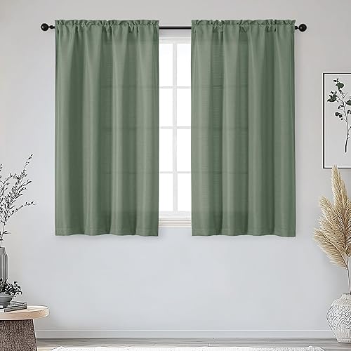 Miniatura 36 de OWENIE Bob Linen Cortinas de Lino de 96 Pulgadas Extra Largas Juego de 2 Paneles para Sala de Estar Dormitorio, Filtrado de Luz Cortinas de Ventana