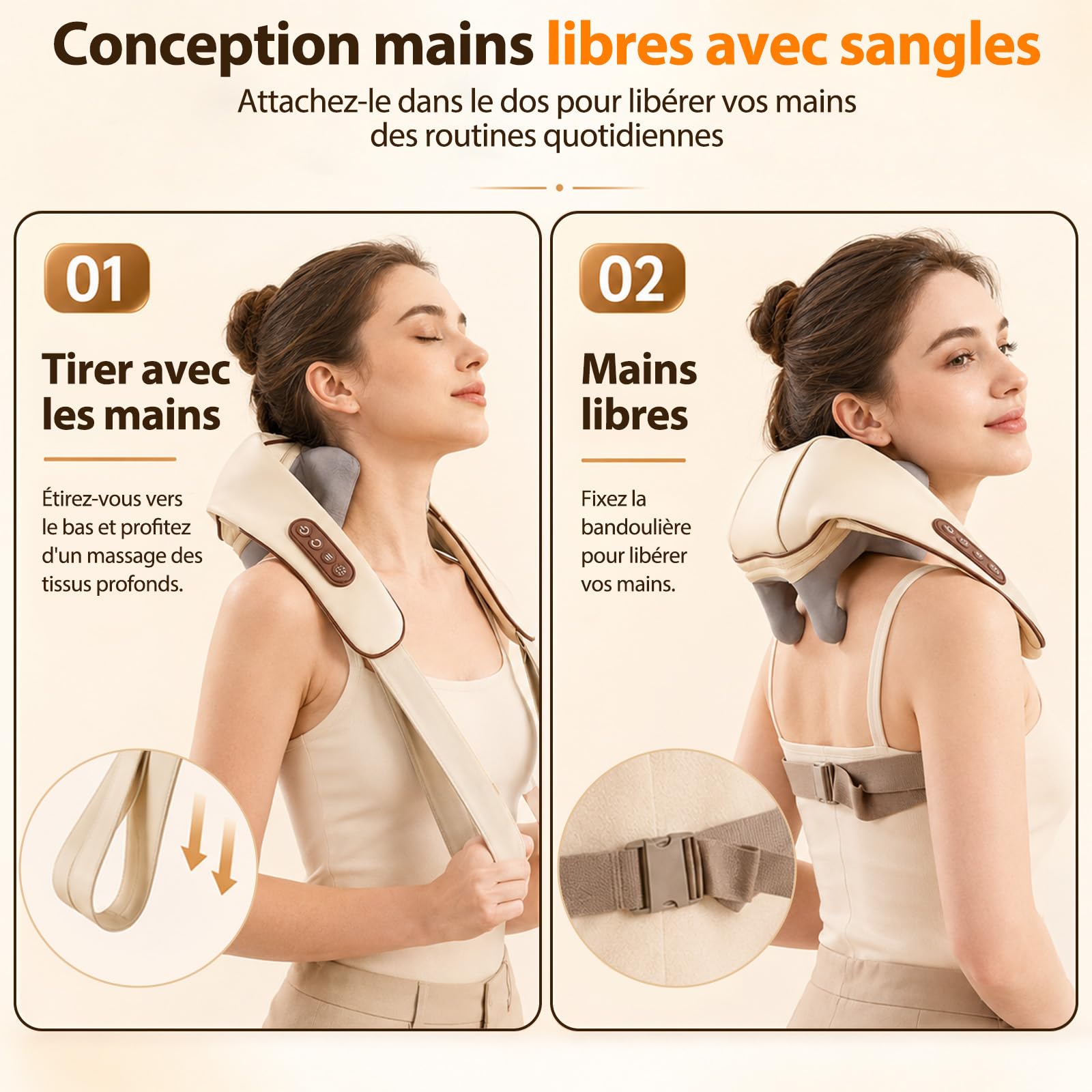 Neck Massager, 6D Massage Dos et Cervicales Sans Fil Masseur Cervical avec Massage par Pétrissage, 2 Niveaux de Chauffage et Housse Lavable pour Cou Jambes Épaules Cadeaux pour Hommes Femmes