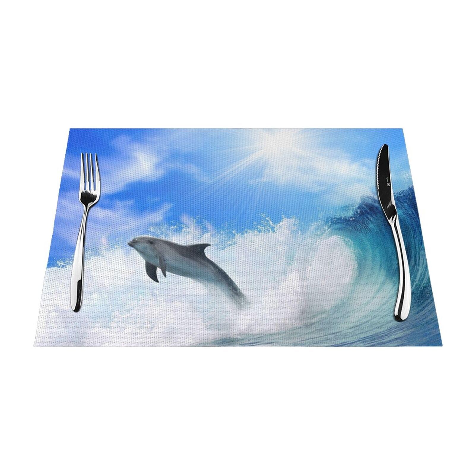 Sets de table tissés antidérapants motif dauphin haute durabilité